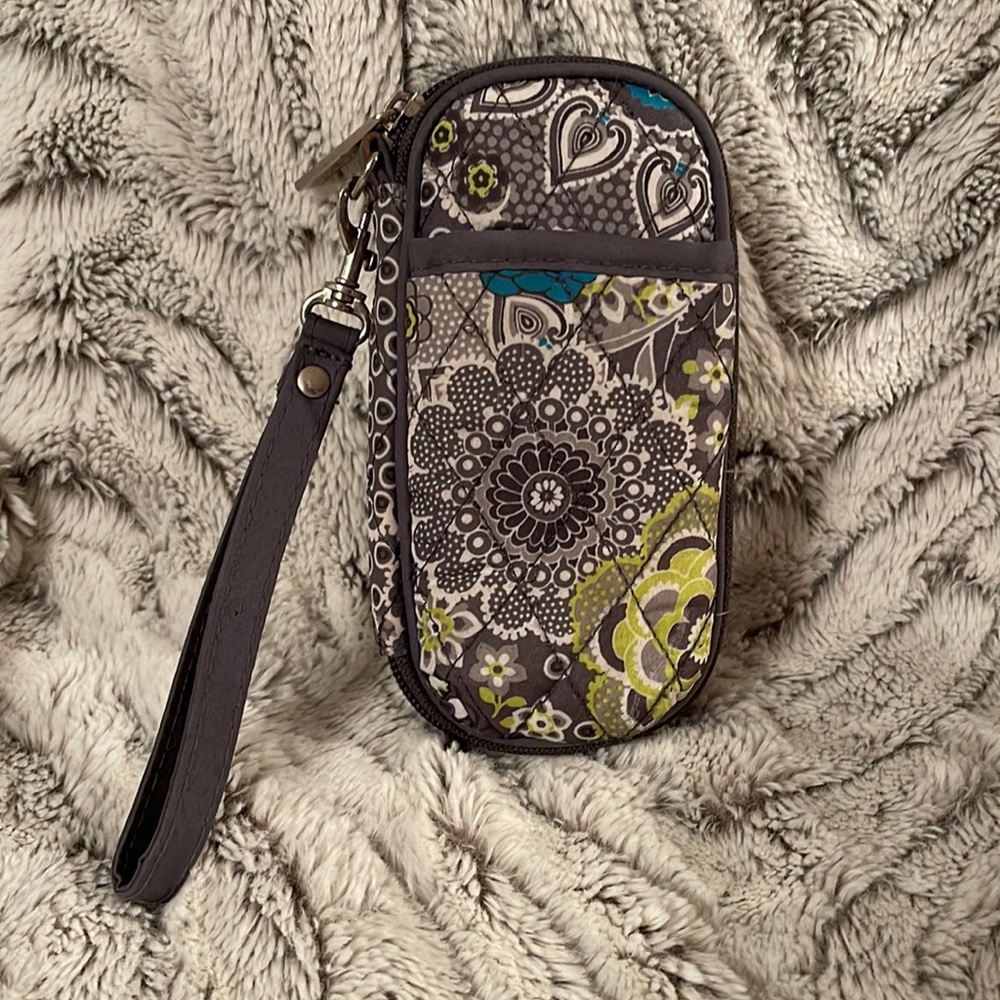 Studio G wipeable fabric wristlet/card holder,zip coin section & outside pocket.